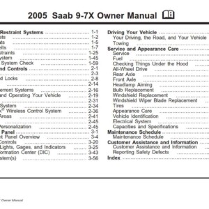 Saab 9-7x 2005 Owner's Manual