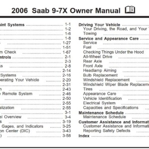 Saab 9-7x 2006 Owner's Manual