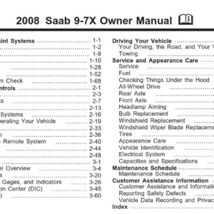 Saab 9-7x 2008 Owner's Manual