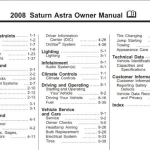 Saturn Astra 2008 Owner's Manual