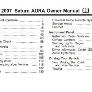 Saturn Aura 2007 Owner's Manual