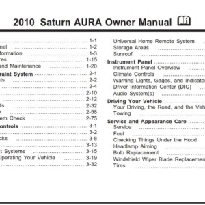 Saturn Aura 2010 Owner's Manual