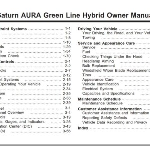 Saturn Aura Hybrid 2008 Owner's Manual