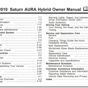 Saturn Aura Hybrid 2010 Owner's Manual