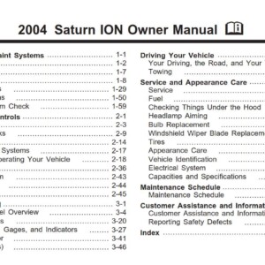 Saturn Ion 2004 Owner's Manual
