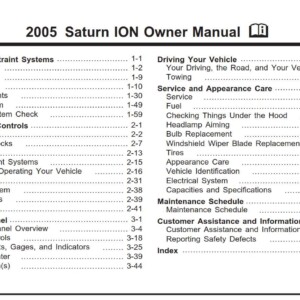 Saturn Ion 2005 Owner's Manual