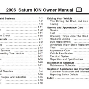 Saturn Ion 2006 Owner's Manual