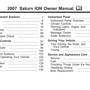 Saturn Ion 2007 Owner's Manual
