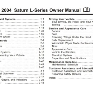 Saturn L-Series 2004 Owner's Manual
