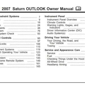 Saturn Outlook 2007 Owner's Manual