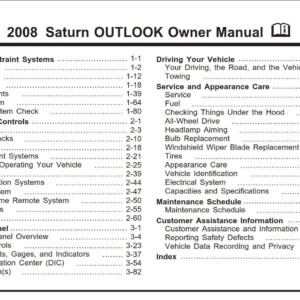 Saturn Outlook 2008 Owner's Manual