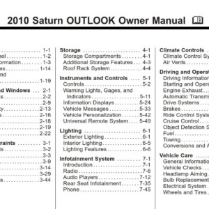 Saturn Outlook 2010 Owner's Manual