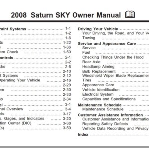 Saturn Sky 2008 Owner's Manual