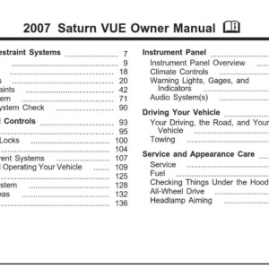 Saturn Vue 2007 Owner's Manual