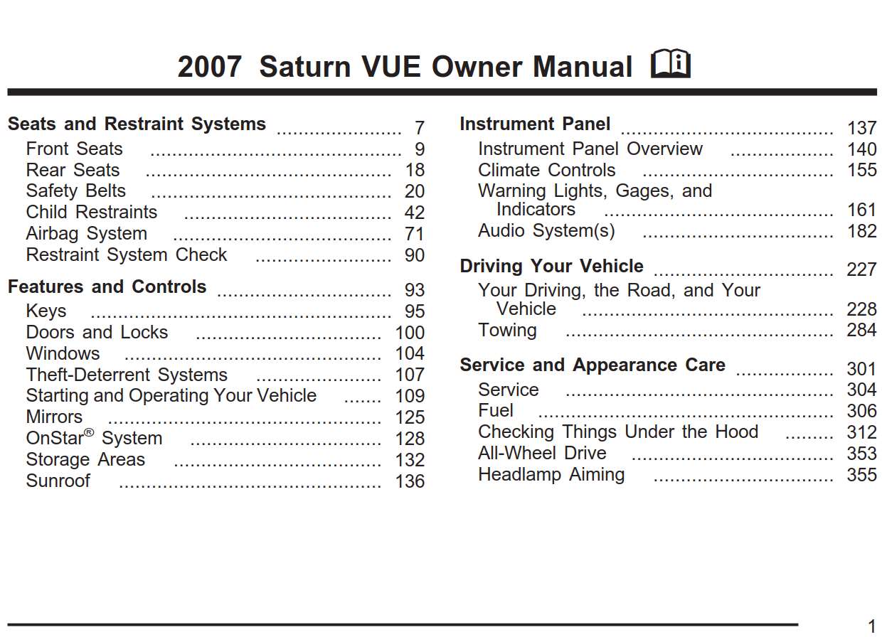 Saturn Vue 2007 Owner's Manual