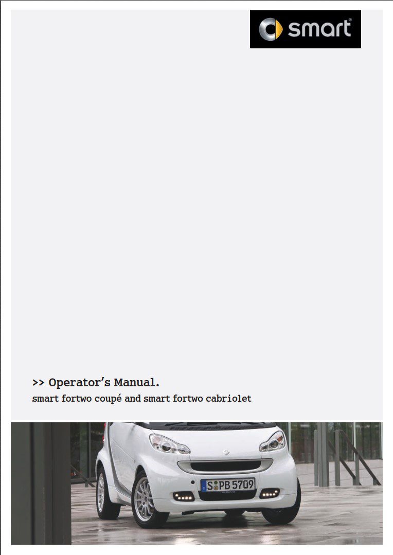 Smart Fortwo Coupe Cabriolet 2012 Owner's Manual