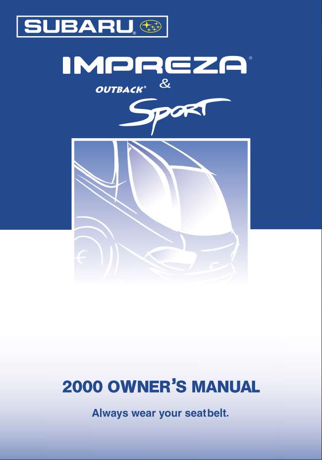 Subaru Impreza 2000 Owner's Manual