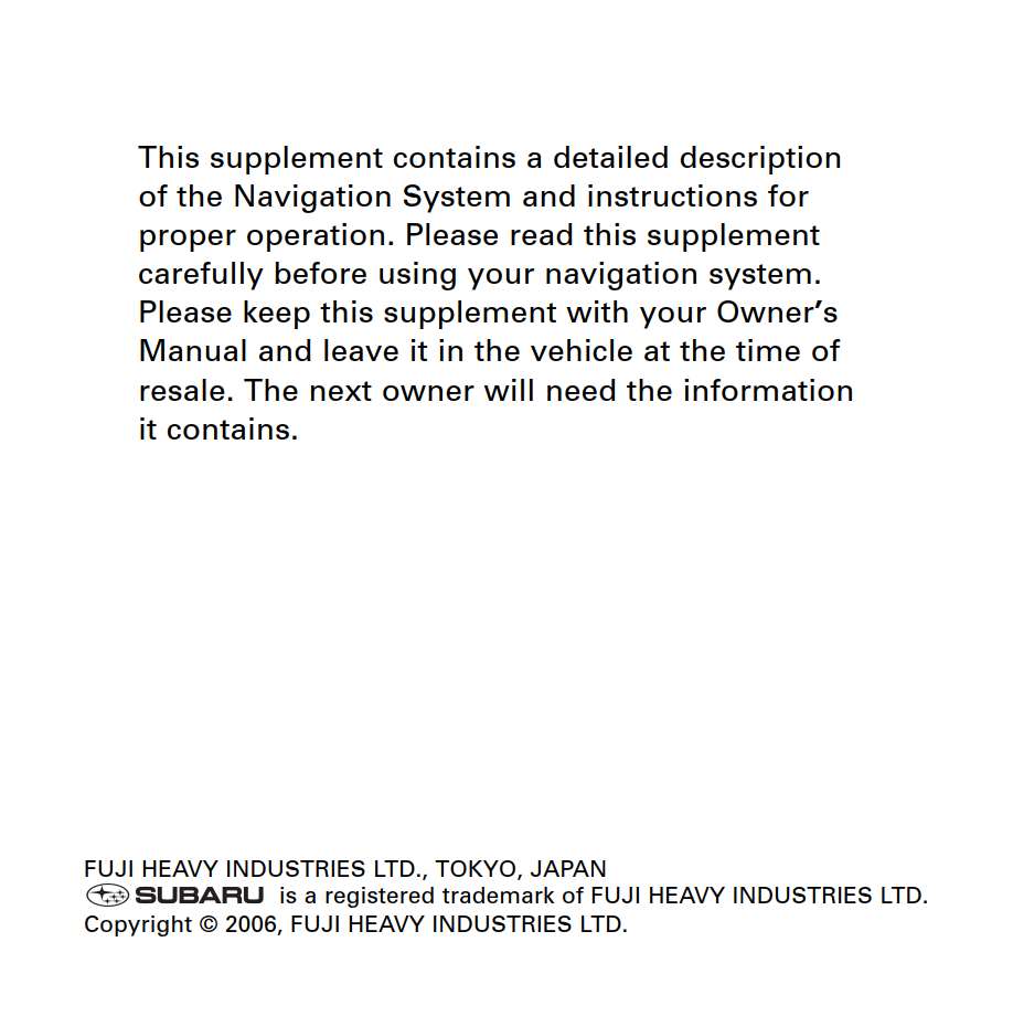 Subaru Tribeca 2012 Navigation-System Owner’s Manual - PDF for FREE