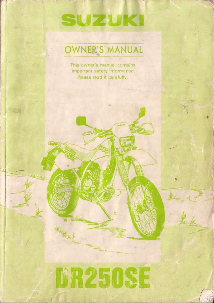 Suzuki DR250 SE 1993 Owner's Manual