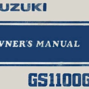 Suzuki GS1100 GK Owner's Manual