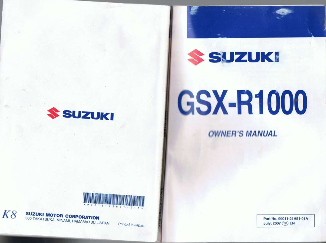 Owner Manual NEW original Suzuki GSXR 1000 K7 Fahrerhandbuch NEU 