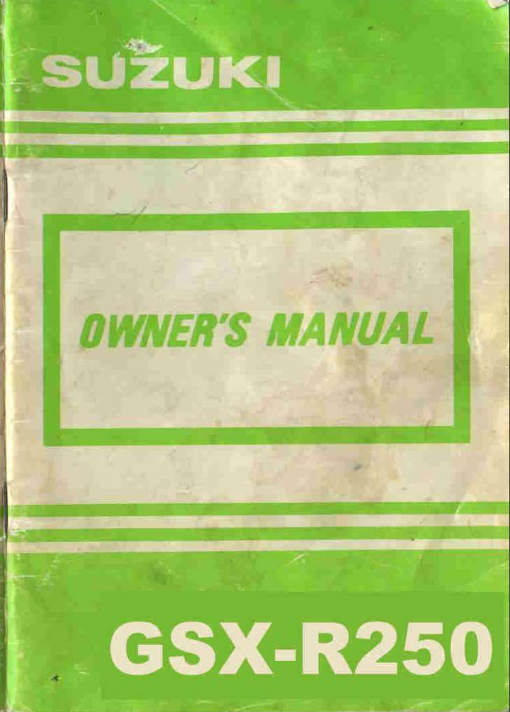 Suzuki GSX R250 1989 Owner's Manual