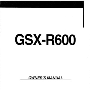 Suzuki GSX R600 2003 Owner's Manual