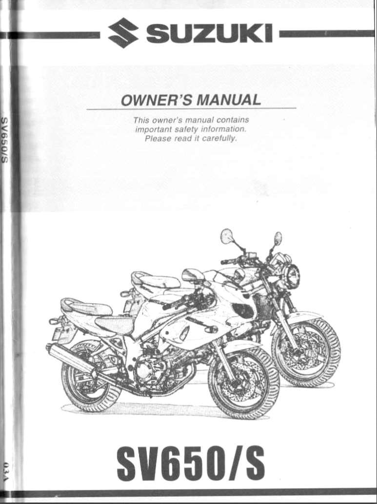 Suzuki SV650 S 2000 Owner's Manual PDF Download