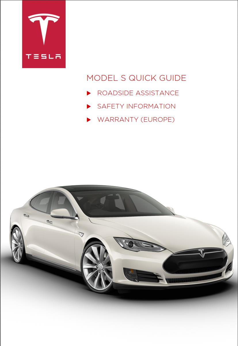 Tesla Model S Quick Guide Europe 2014 Owner's Manual