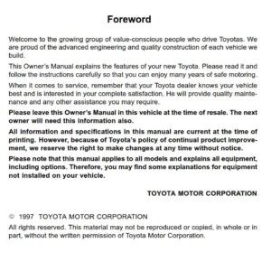 Toyota Celica 1997 Owner's Manual