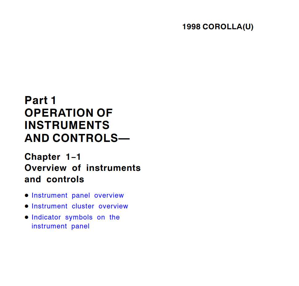 Toyota Corolla 1998 Owner's Manual