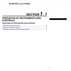 Toyota Matrix 2005 Owner's Manual