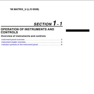 Toyota Matrix 2006 Owner's Manual