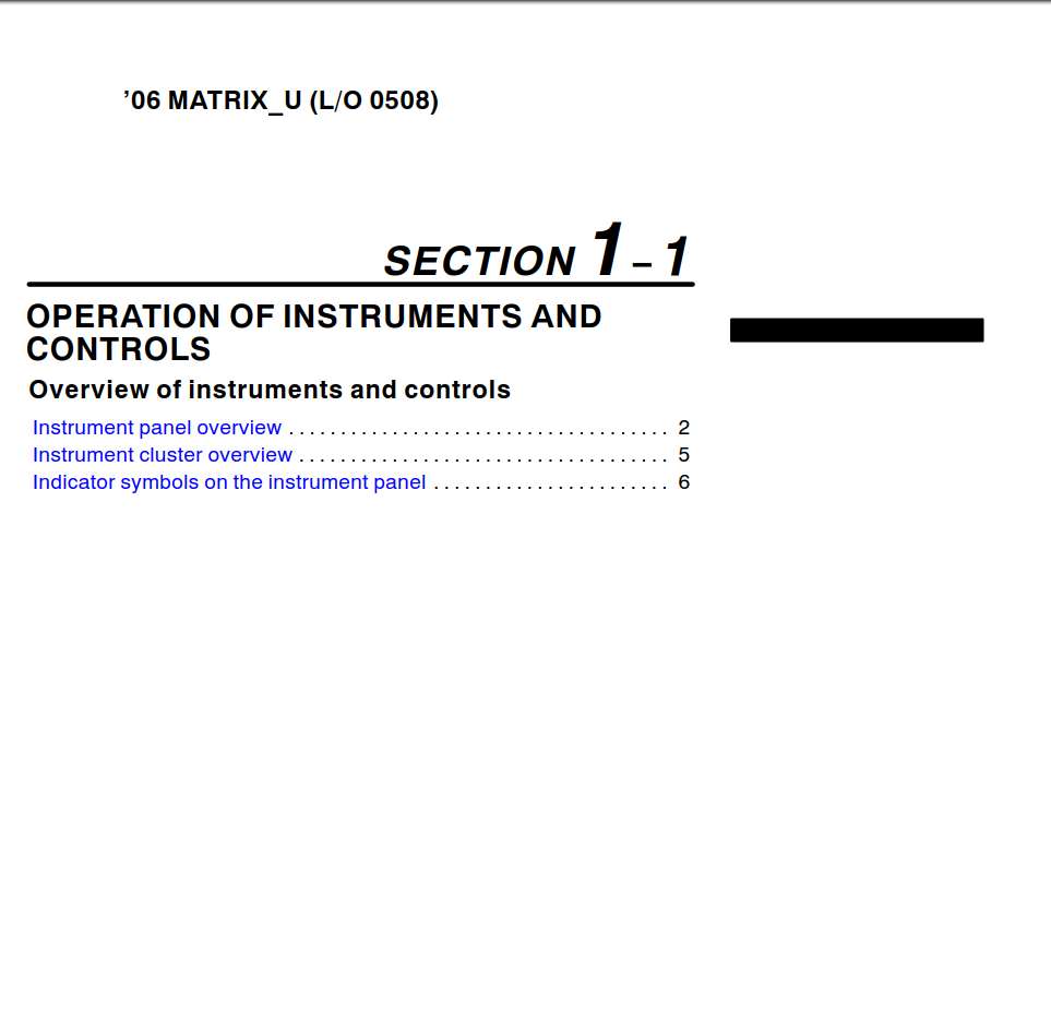 Toyota Matrix 2006 Owner's Manual