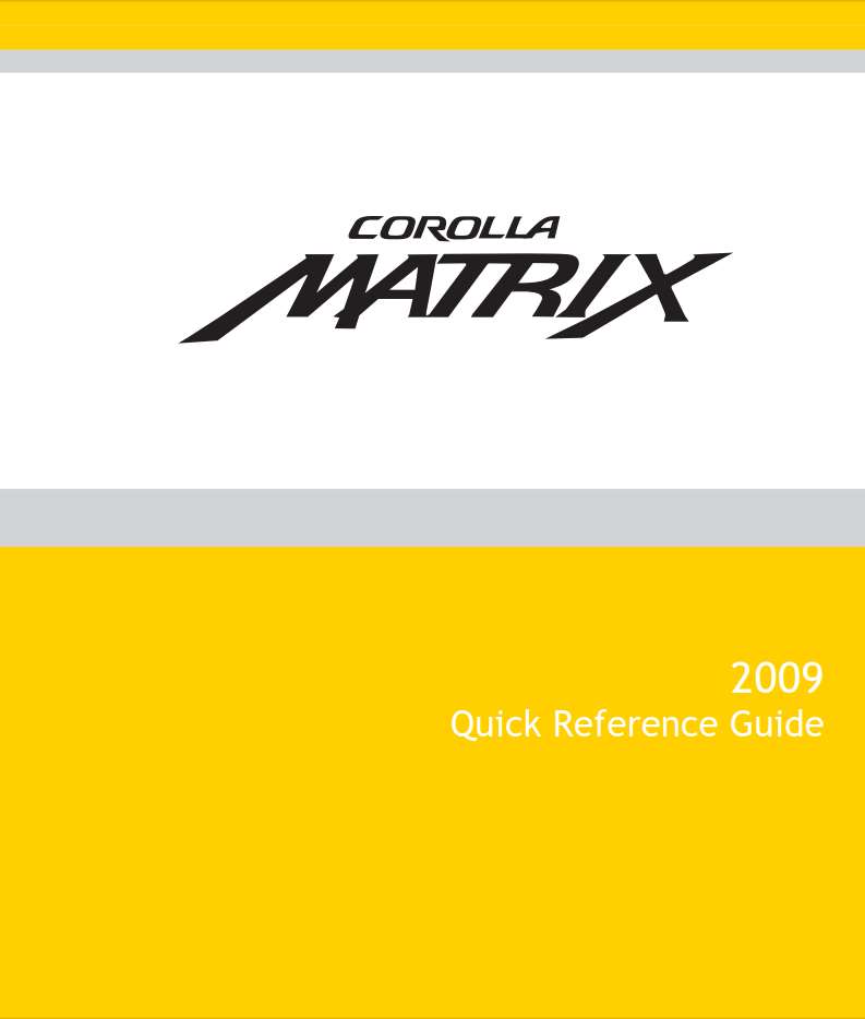 Toyota Matrix 2009 Owner's Manual