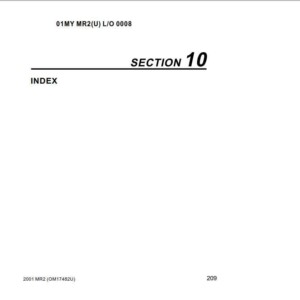 Toyota Mr2 Spyder 2001 Owner's Manual
