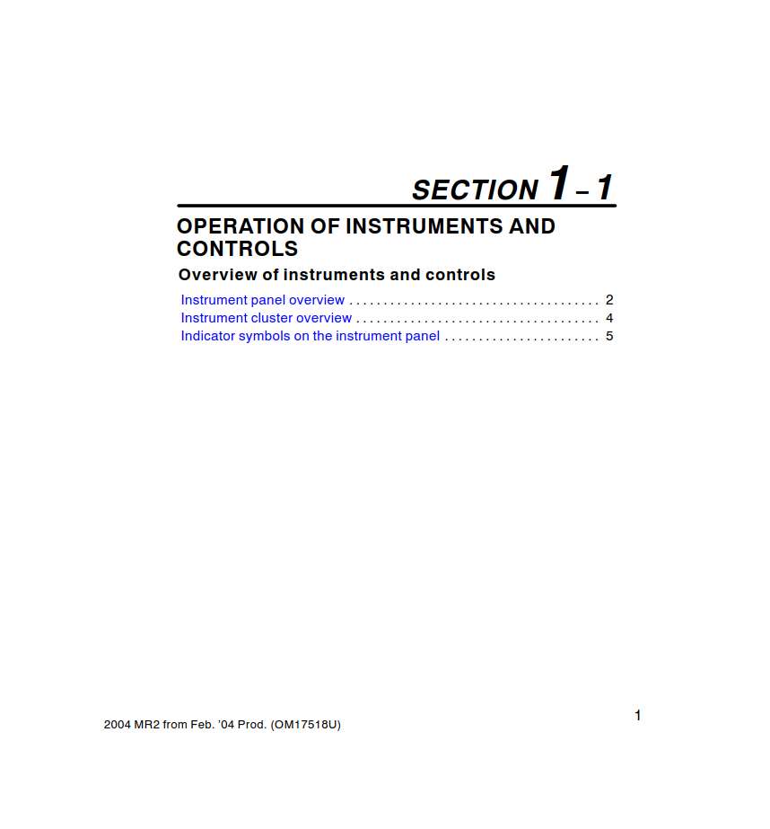 Toyota Mr2 Spyder 2004 Owner's Manual