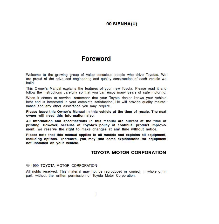 thumbnail image 2 of 2012 Toyota Sienna Owners Manual - Original User Guide & Reference Book 2 of 5