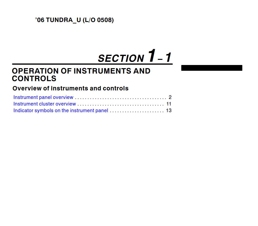 Toyota Tundra 2006 Owner’s Manual PDF for FREE