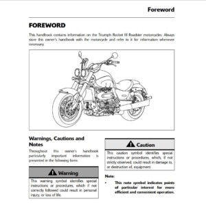 Triumph Triumph Rocket 3 Roadmaster 2009 Owner’s Manual
