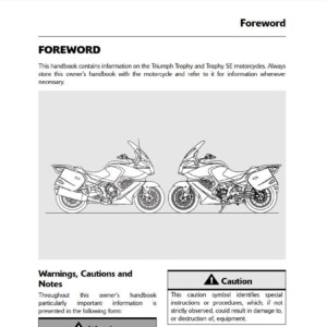 Triumph Trophy Trophy SE 2012 Owner’s Manual