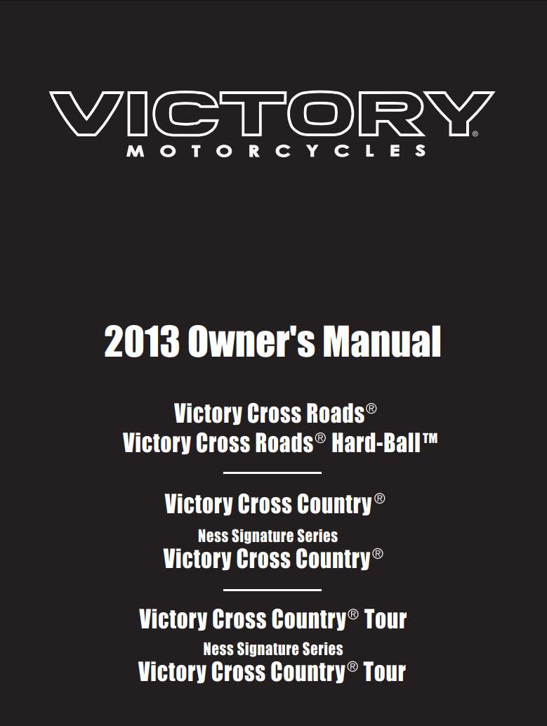 Victory Cross Roads 8Ball, Cross Country Tour 2013 Owner's Manual