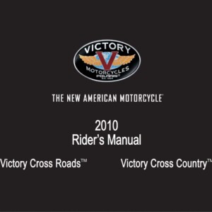 Victory Cross Roads, Cross Country 2010 Owner's Manual