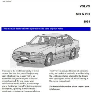 Volvo S90 V90 1998 Owner's Manual