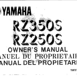 Yamaha RZ350 S (RZ250 S) 1987 Owner’s Manual