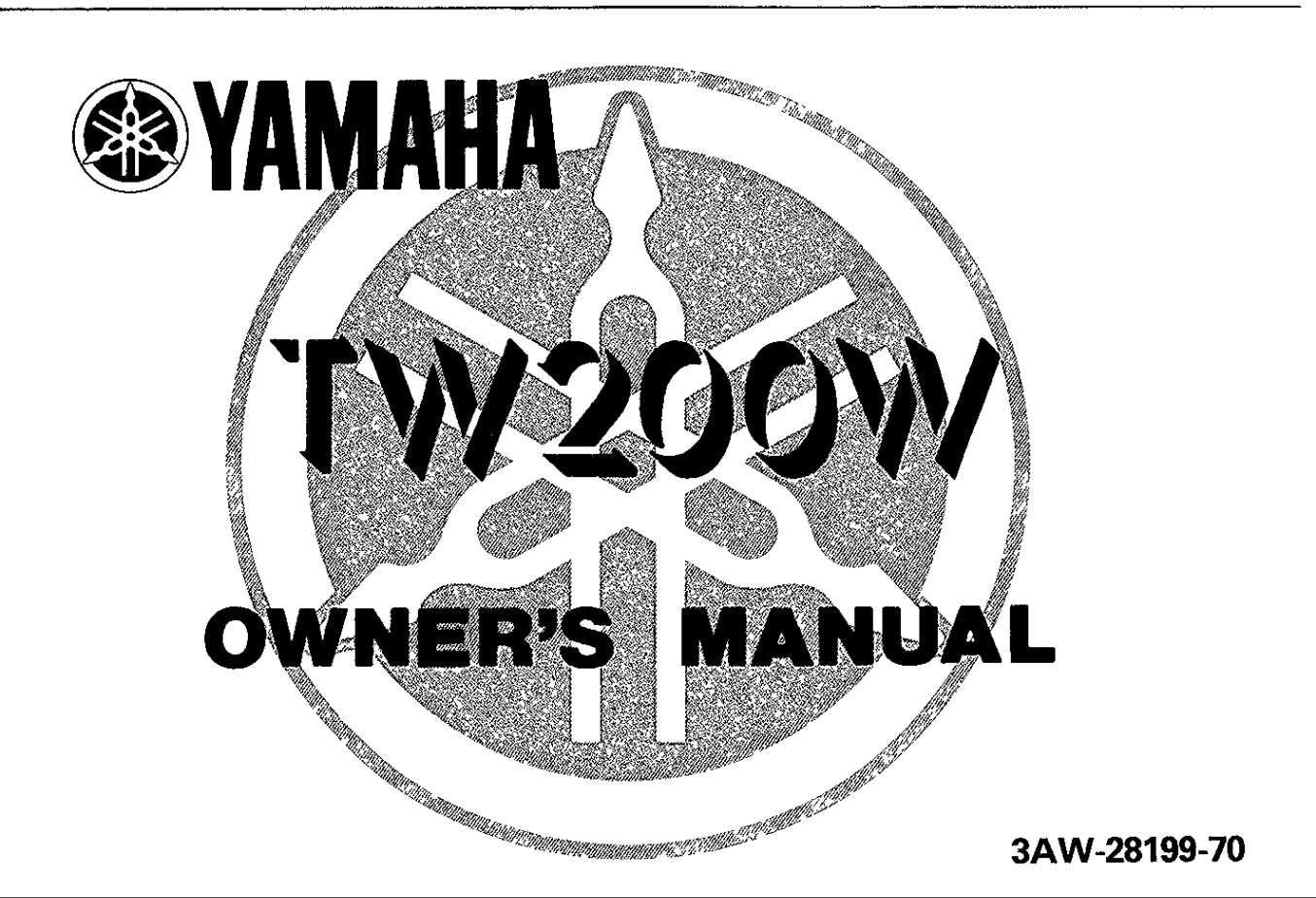 Yamaha TW200 W 1989 Owner’s Manual