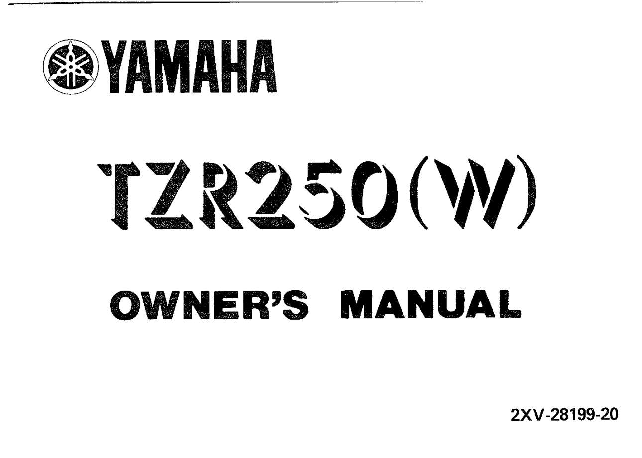 Yamaha TZR250 W 1989 Owner’s Manual