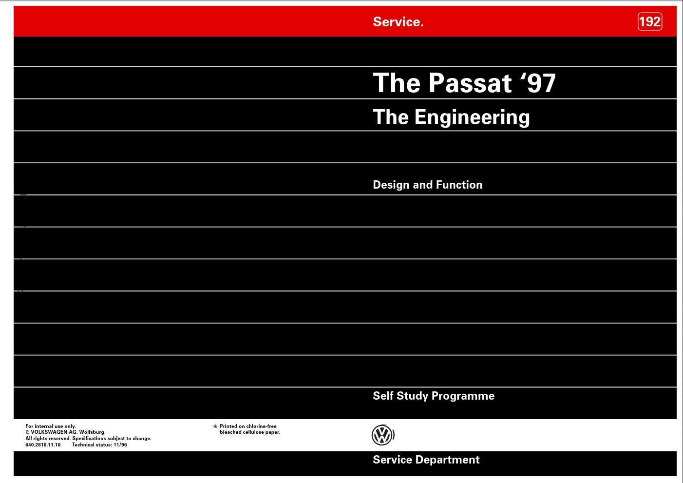 Self Study Program 192 - The Passat 1997 The Engineering - PDF For FREE