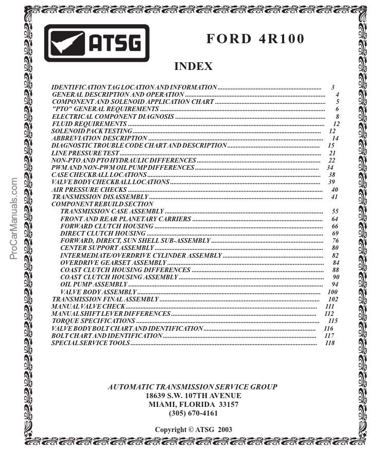 ATSG Ford 4R100 Automatic Transmission Update Handbook Manual 