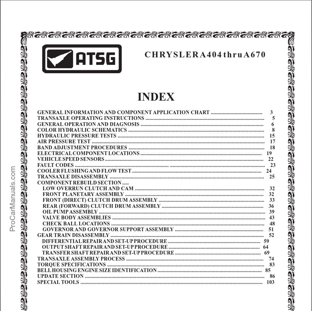 CHRYSLER A404 THROUGH A670 – Automatic Transmission Service Group
